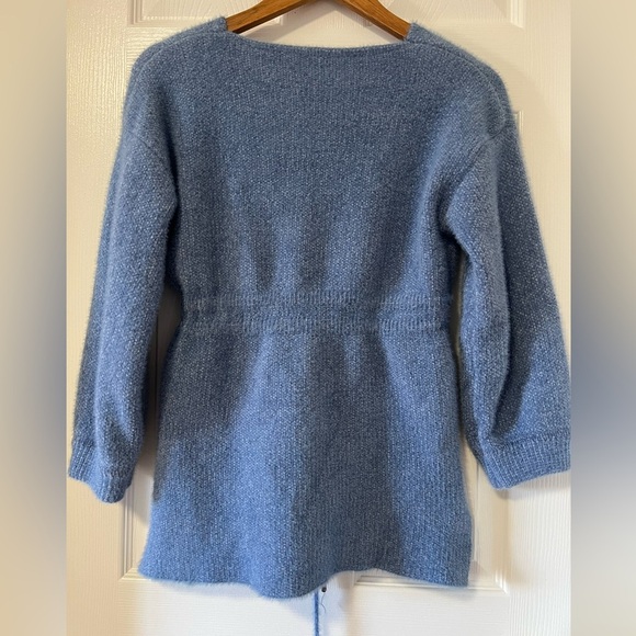 Women's Blue Sweater with Tie Waist - Picture 2 of 3
